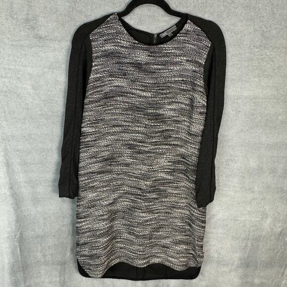 Vince Dress Women Small Black Tweed 3/4 Length Sleeve Career Quiet Luxury Preppy - Picture 1 of 14